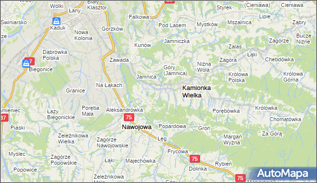 mapa Kamionka Mała gmina Kamionka Wielka, Kamionka Mała gmina Kamionka Wielka na mapie Targeo