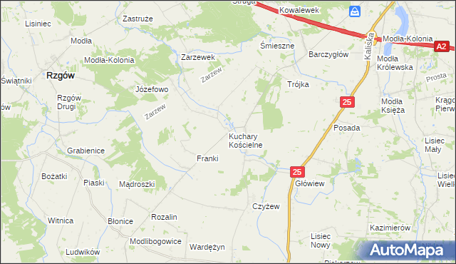 mapa Kuchary Kościelne, Kuchary Kościelne na mapie Targeo