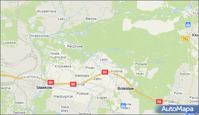 mapa Laski gmina Bolesław, Laski gmina Bolesław na mapie Targeo