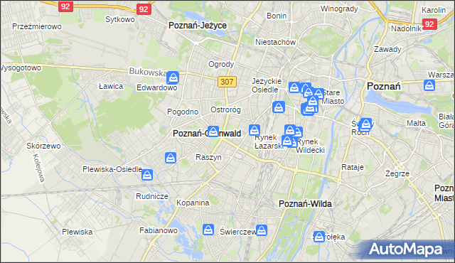 mapa Łazarz gmina Poznań, Łazarz gmina Poznań na mapie Targeo