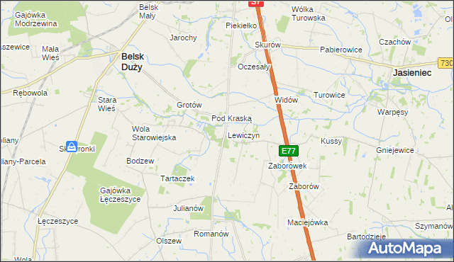 mapa Lewiczyn gmina Belsk Duży, Lewiczyn gmina Belsk Duży na mapie Targeo
