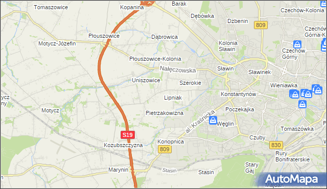 mapa Lipniak gmina Konopnica, Lipniak gmina Konopnica na mapie Targeo