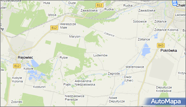 mapa Ludwinów gmina Chełm, Ludwinów gmina Chełm na mapie Targeo