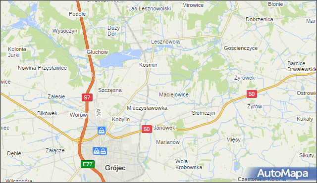 mapa Maciejowice gmina Grójec, Maciejowice gmina Grójec na mapie Targeo