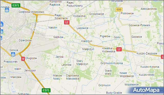 mapa Małęczyn gmina Gózd, Małęczyn gmina Gózd na mapie Targeo