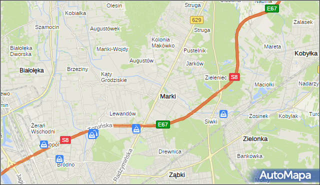 mapa Marki powiat wołomiński, Marki powiat wołomiński na mapie Targeo