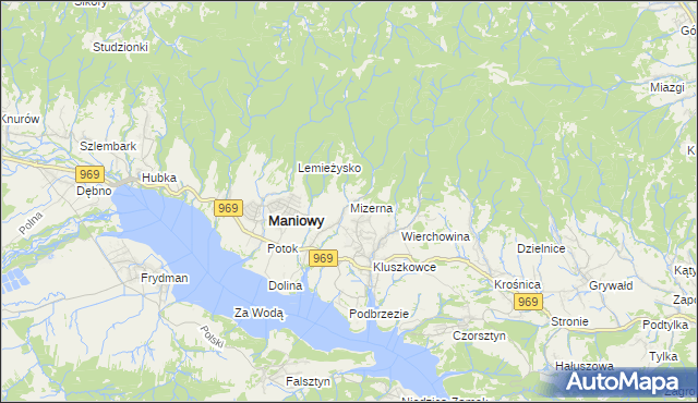 mapa Mizerna, Mizerna na mapie Targeo