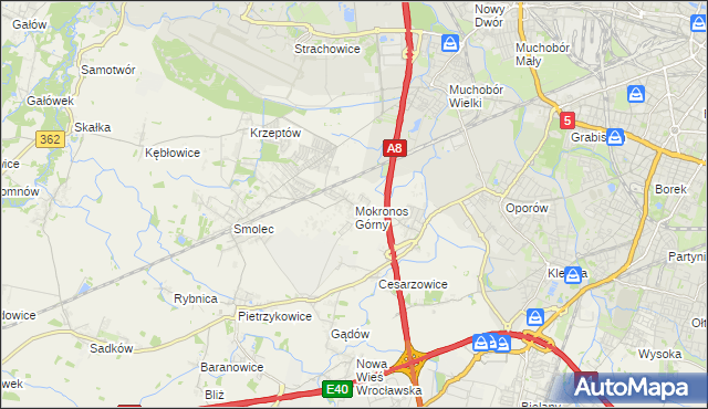 mapa Mokronos Górny, Mokronos Górny na mapie Targeo