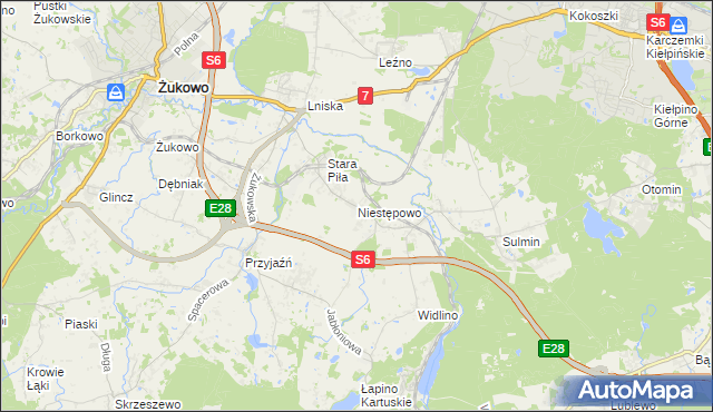 mapa Niestępowo, Niestępowo na mapie Targeo