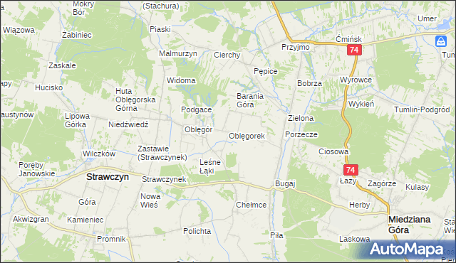 mapa Oblęgorek, Oblęgorek na mapie Targeo