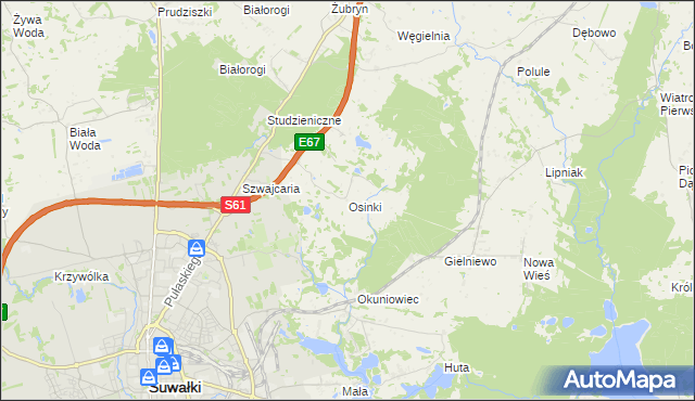 mapa Osinki gmina Suwałki, Osinki gmina Suwałki na mapie Targeo