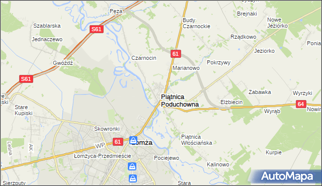 mapa Piątnica Poduchowna, Piątnica Poduchowna na mapie Targeo