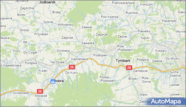 mapa Podłopień, Podłopień na mapie Targeo