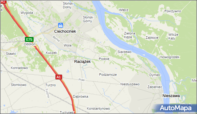 mapa Podole gmina Raciążek, Podole gmina Raciążek na mapie Targeo