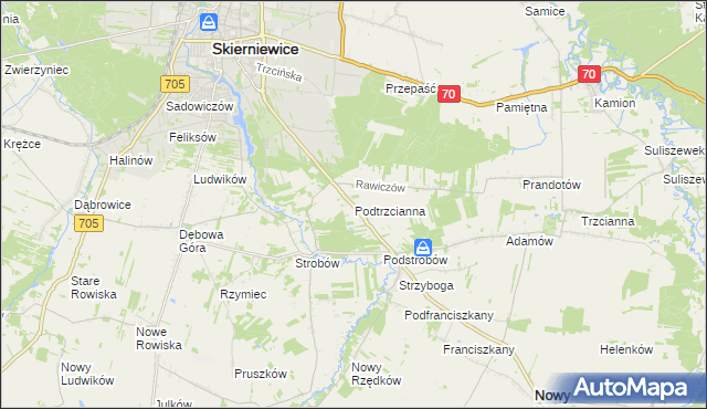 mapa Podtrzcianna, Podtrzcianna na mapie Targeo