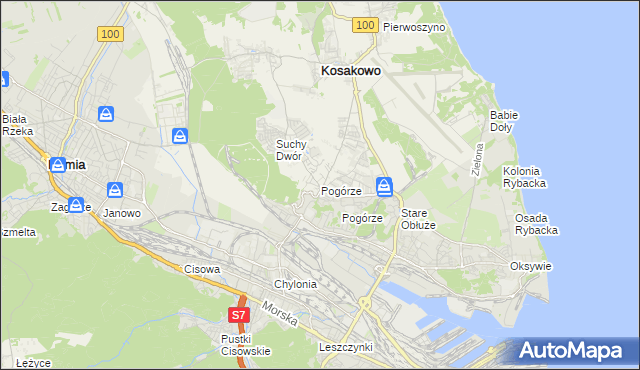 mapa Pogórze gmina Kosakowo, Pogórze gmina Kosakowo na mapie Targeo