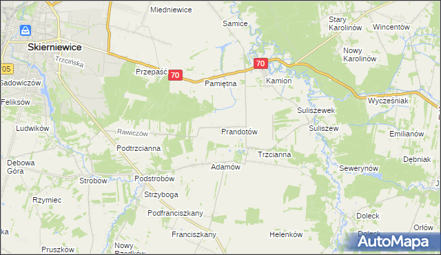 mapa Prandotów, Prandotów na mapie Targeo