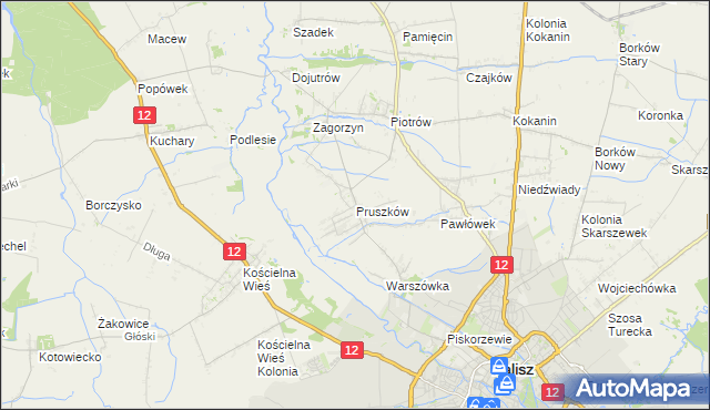 mapa Pruszków gmina Blizanów, Pruszków gmina Blizanów na mapie Targeo