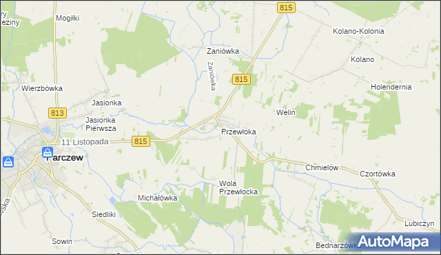 mapa Przewłoka gmina Parczew, Przewłoka gmina Parczew na mapie Targeo