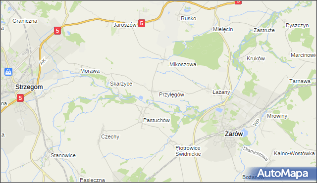 mapa Przyłęgów, Przyłęgów na mapie Targeo