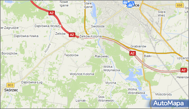 mapa Rakowiec gmina Siedlce, Rakowiec gmina Siedlce na mapie Targeo