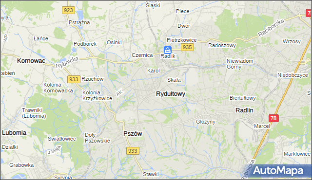 mapa Rydułtowy, Rydułtowy na mapie Targeo