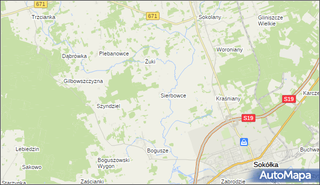 mapa Sierbowce, Sierbowce na mapie Targeo