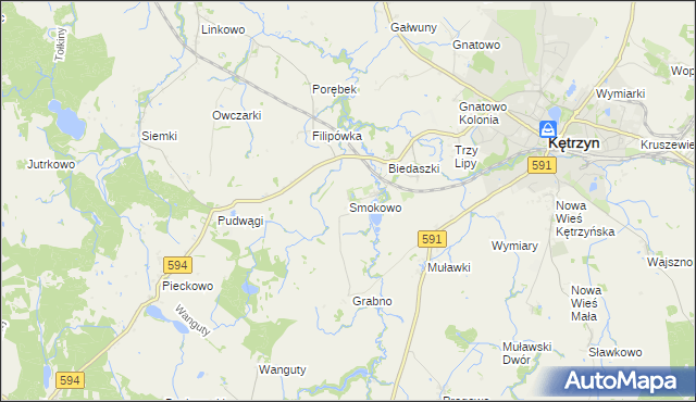 mapa Smokowo gmina Kętrzyn, Smokowo gmina Kętrzyn na mapie Targeo