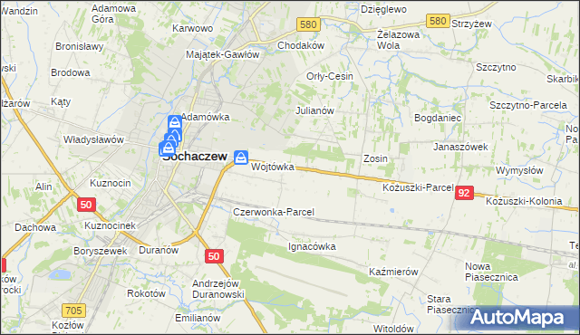 mapa Sochaczew-Wieś, Sochaczew-Wieś na mapie Targeo