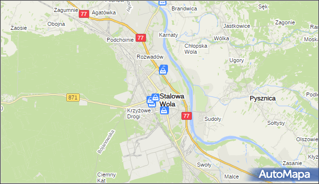 mapa Stalowa Wola, Stalowa Wola na mapie Targeo