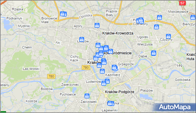 mapa Stare Miasto gmina Kraków, Stare Miasto gmina Kraków na mapie Targeo