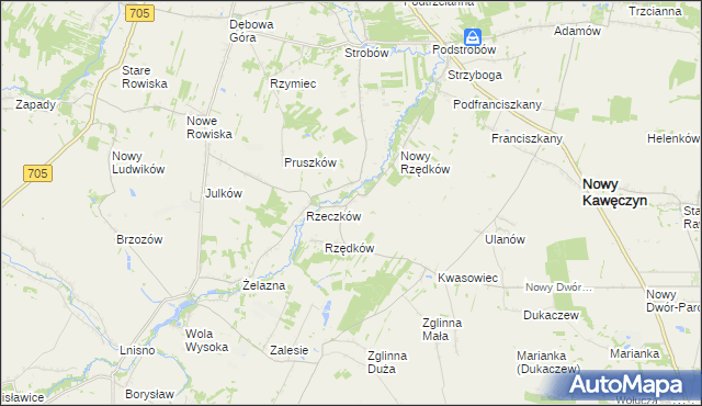 mapa Stary Rzędków, Stary Rzędków na mapie Targeo