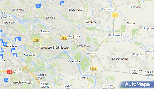mapa Strachocin gmina Wrocław, Strachocin gmina Wrocław na mapie Targeo