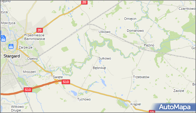 mapa Sułkowo gmina Stargard, Sułkowo gmina Stargard na mapie Targeo