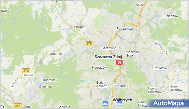 mapa Szczawno-Zdrój, Szczawno-Zdrój na mapie Targeo