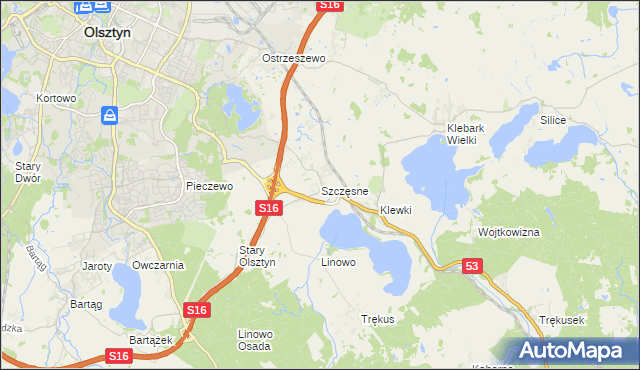 mapa Szczęsne gmina Purda, Szczęsne gmina Purda na mapie Targeo