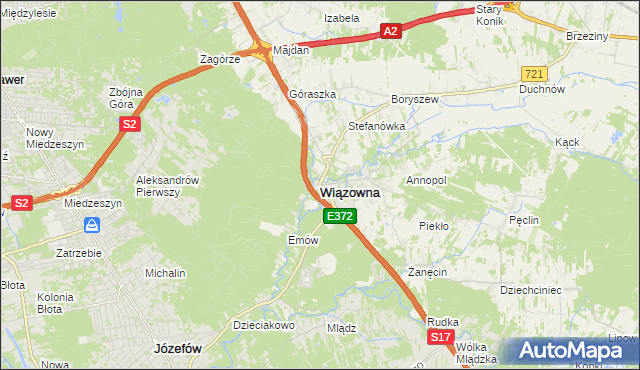 mapa Wiązowna, Wiązowna na mapie Targeo