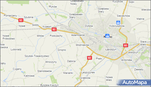 mapa Woźniaków, Woźniaków na mapie Targeo