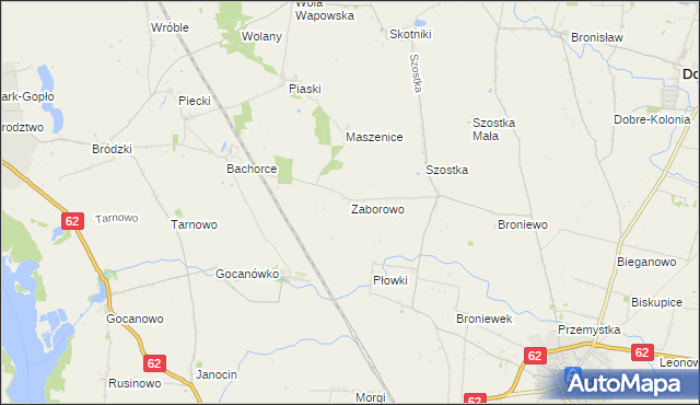 mapa Zaborowo gmina Kruszwica, Zaborowo gmina Kruszwica na mapie Targeo