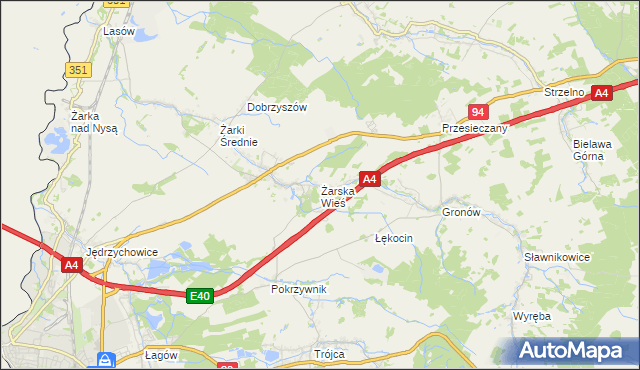 mapa Żarska Wieś, Żarska Wieś na mapie Targeo