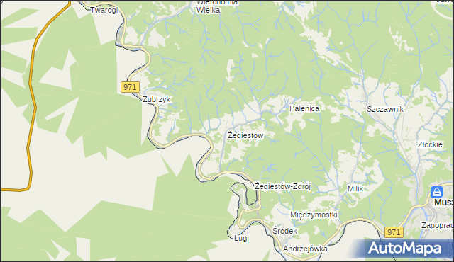 mapa Żegiestów, Żegiestów na mapie Targeo