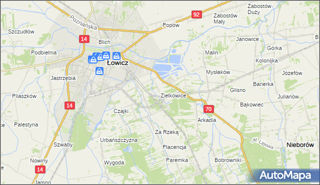 mapa Zielkowice, Zielkowice na mapie Targeo