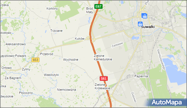 mapa Zielone Kamedulskie, Zielone Kamedulskie na mapie Targeo