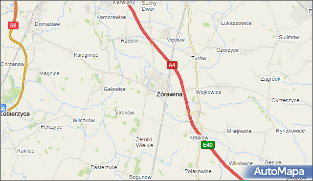 mapa Żórawina, Żórawina na mapie Targeo