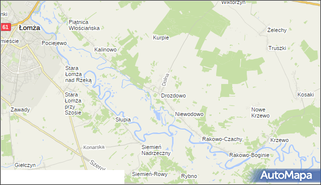 mapa Drozdowo gmina Piątnica, Drozdowo gmina Piątnica na mapie Targeo