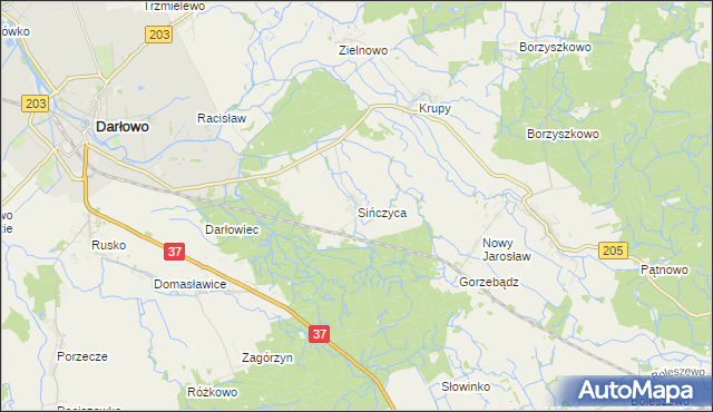 mapa Sińczyca, Sińczyca na mapie Targeo