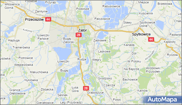 mapa Trzebieńczyce, Trzebieńczyce na mapie Targeo