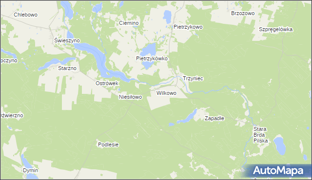 mapa Wilkowo gmina Koczała, Wilkowo gmina Koczała na mapie Targeo