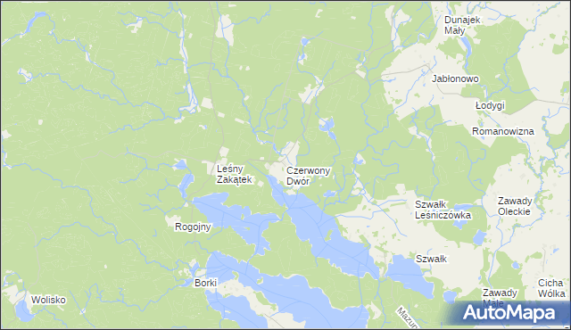 mapa Czerwony Dwór gmina Kowale Oleckie, Czerwony Dwór gmina Kowale Oleckie na mapie Targeo