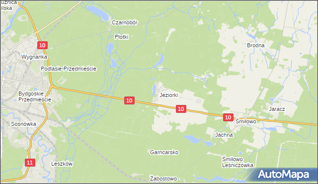 mapa Jeziorki gmina Kaczory, Jeziorki gmina Kaczory na mapie Targeo